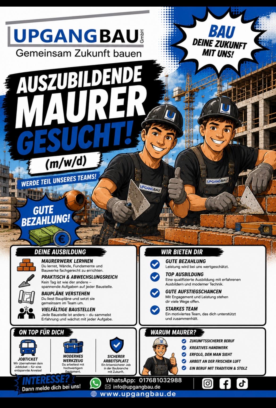 UPGANGBAU GmbH - Auszubildende Maurer (m/w/d) gesucht